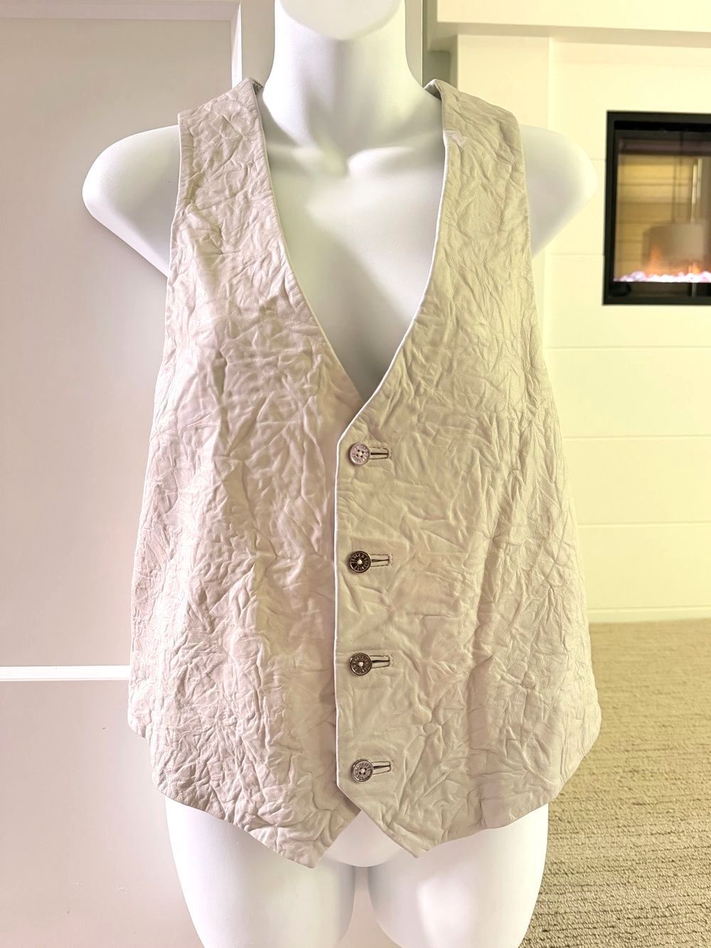 ZADIG & VOLTAIRE Cool Girl Taupe Crinkle Leather Vest Sz 38/S NWT $500!!
